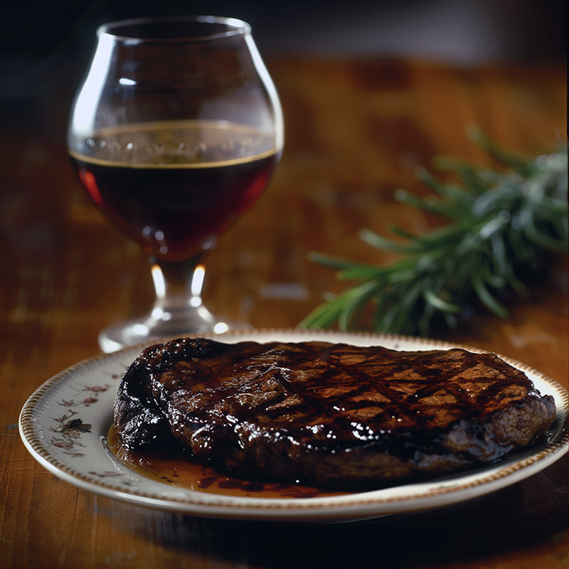 MOCA mead paired with steak with coffee sauce