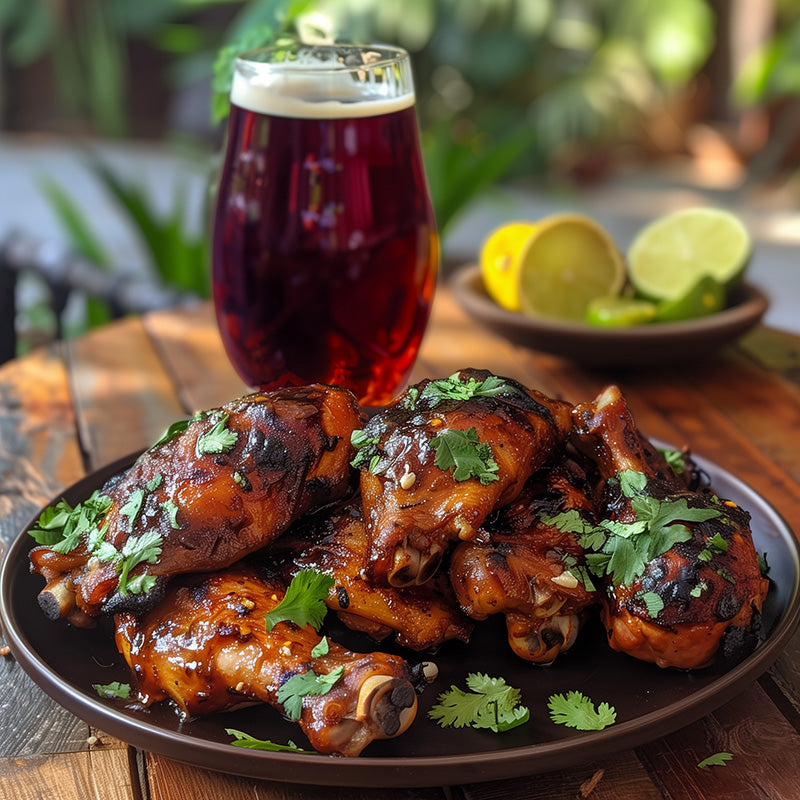 MORUS cerveza de Costa Rica Meadery paired with chicken in tamarind sauce