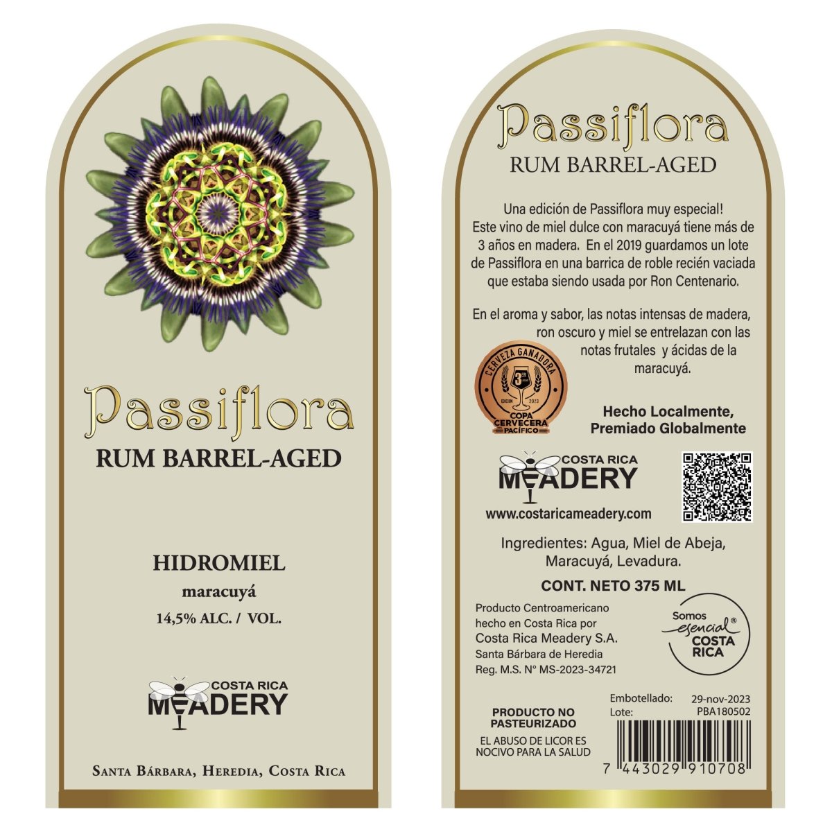PASSIFLORA RUM BARREL - AGED - Vino de Miel - Costa Rica Meadery - Costa Rica Meadery